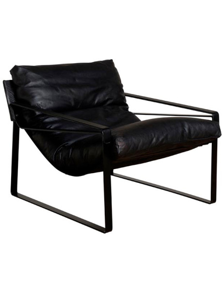 Fauteuil lounge cuir noir et métal 85x79x102 cm Gabor  - 1