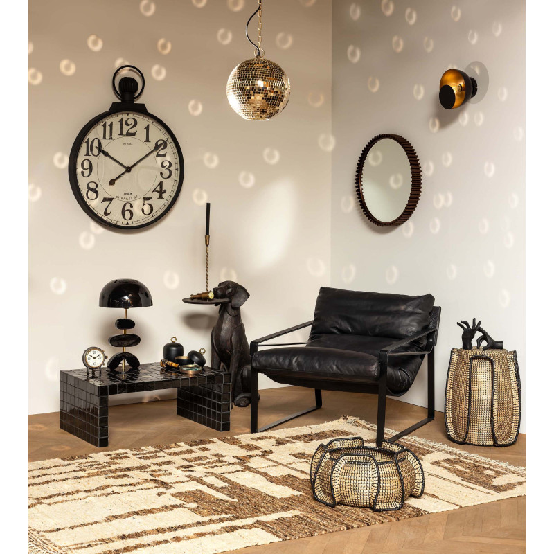 Fauteuil lounge cuir noir et métal 85x79x102 cm Gabor  - 2