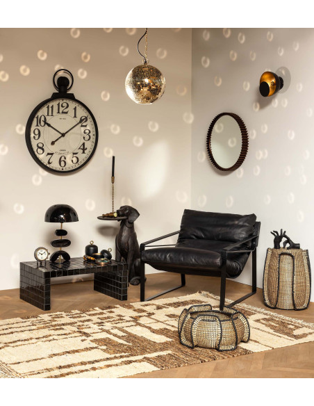 Fauteuil lounge cuir noir et métal 85x79x102 cm Gabor  - 2