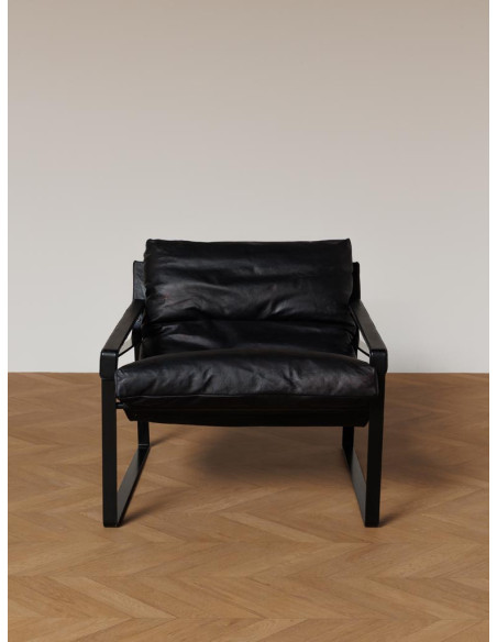Fauteuil lounge cuir noir et métal 85x79x102 cm Gabor  - 4