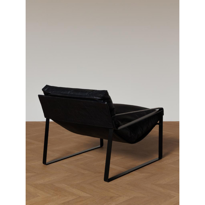 Fauteuil lounge cuir noir et métal 85x79x102 cm Gabor  - 6