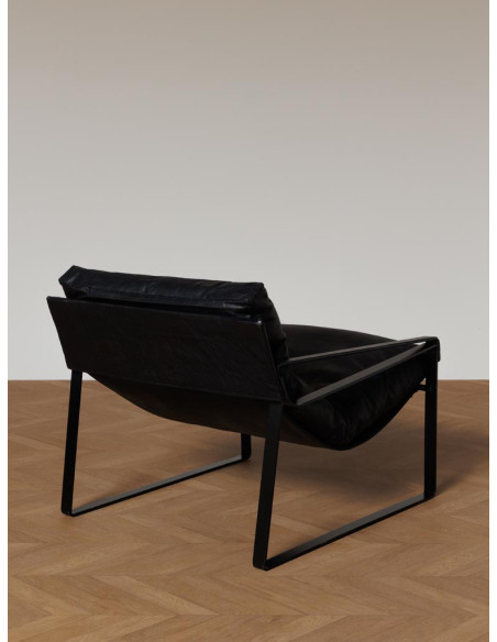 Fauteuil lounge cuir noir et métal 85x79x102 cm Gabor  - 6