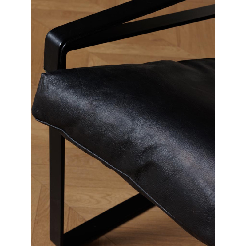 Fauteuil lounge cuir noir et métal 85x79x102 cm Gabor  - 7