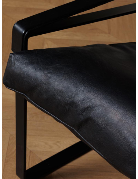 Fauteuil lounge cuir noir et métal 85x79x102 cm Gabor  - 7