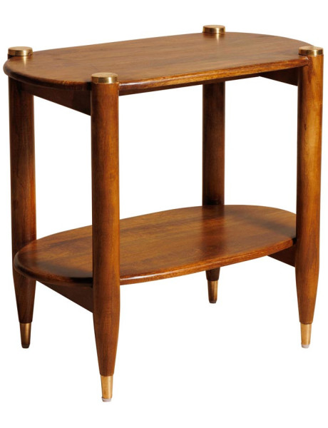 Table d’appoint double plateau manguier et laiton 66x38x61 cm Elanza  - 1
