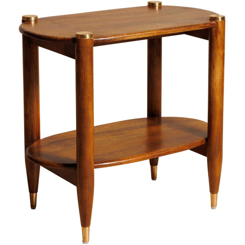 Table d’appoint double plateau manguier et laiton 66x38x61 cm Elanza  - 1