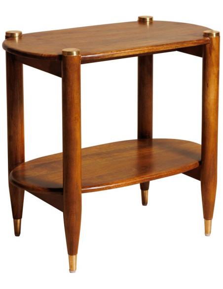 Table d’appoint double plateau manguier et laiton 66x38x61 cm Elanza  - 1