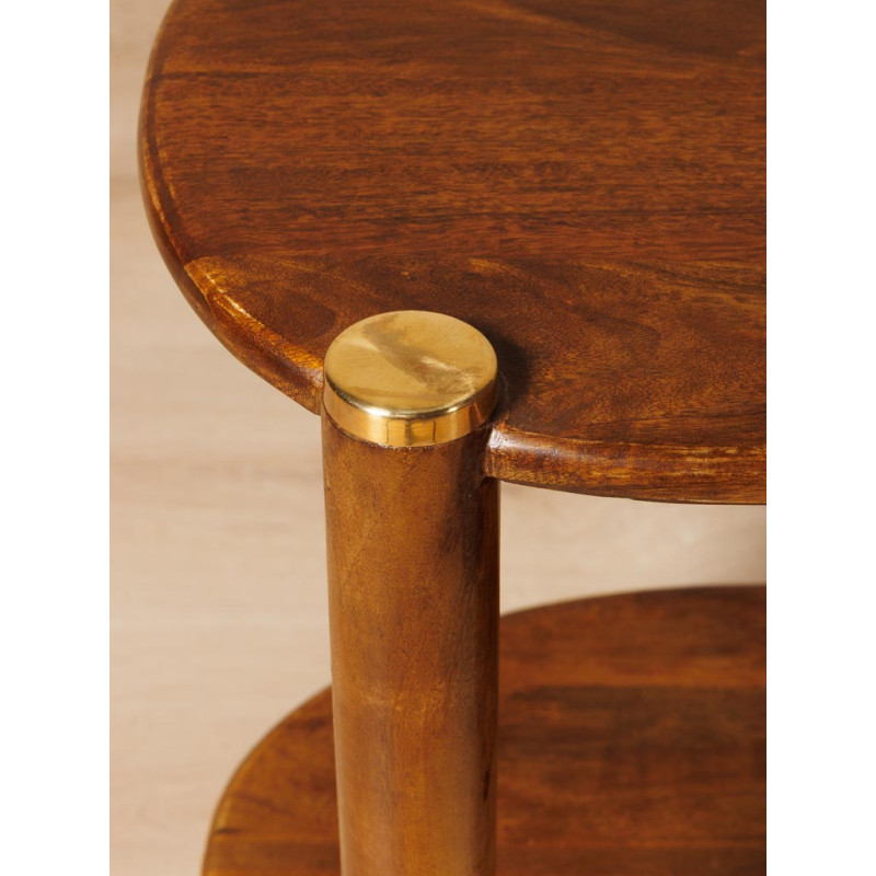 Table d’appoint double plateau manguier et laiton 66x38x61 cm Elanza  - 4
