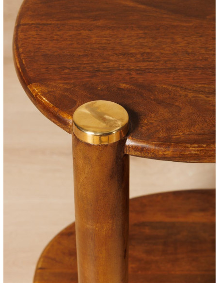 Table d’appoint double plateau manguier et laiton 66x38x61 cm Elanza  - 4