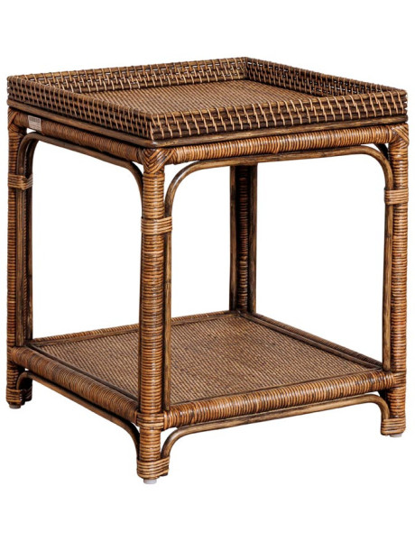 Table d’appoint carrée en rotin brun foncé 50x50x56,5 cm Veracruz  - 1
