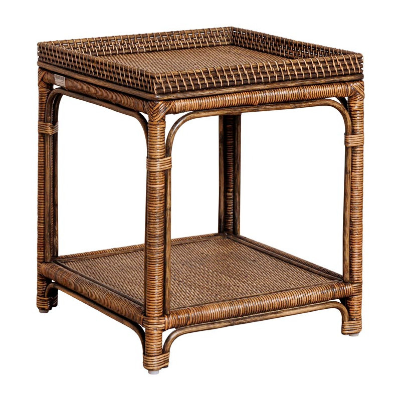 Table d’appoint carrée en rotin brun foncé 50x50x56,5 cm Veracruz  - 1
