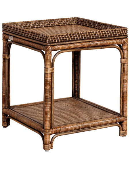Table d’appoint carrée en rotin brun foncé 50x50x56,5 cm Veracruz  - 1