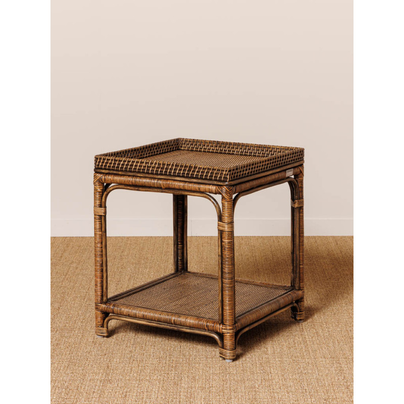Table d’appoint carrée en rotin brun foncé 50x50x56,5 cm Veracruz  - 2