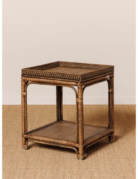 Table d’appoint carrée en rotin brun foncé 50x50x56,5 cm Veracruz  - 2