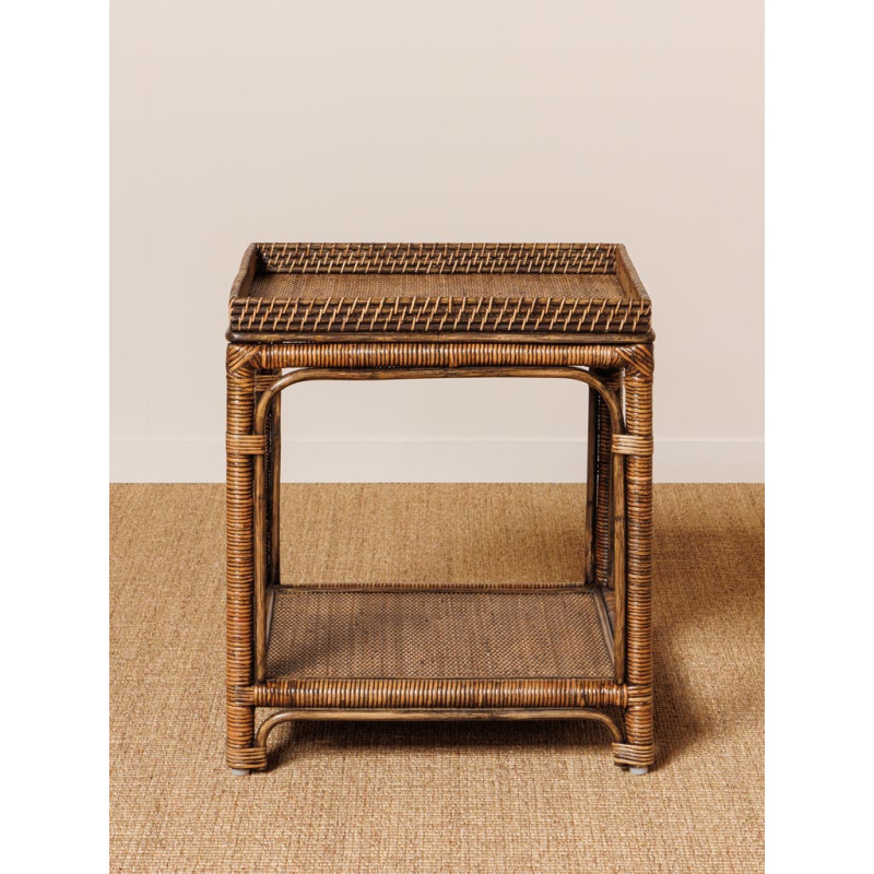Table d’appoint carrée en rotin brun foncé 50x50x56,5 cm Veracruz  - 3