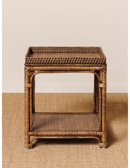 Table d’appoint carrée en rotin brun foncé 50x50x56,5 cm Veracruz  - 3