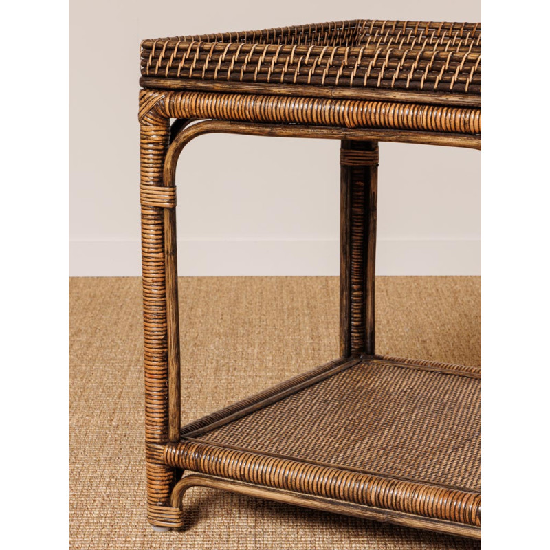 Table d’appoint carrée en rotin brun foncé 50x50x56,5 cm Veracruz  - 4
