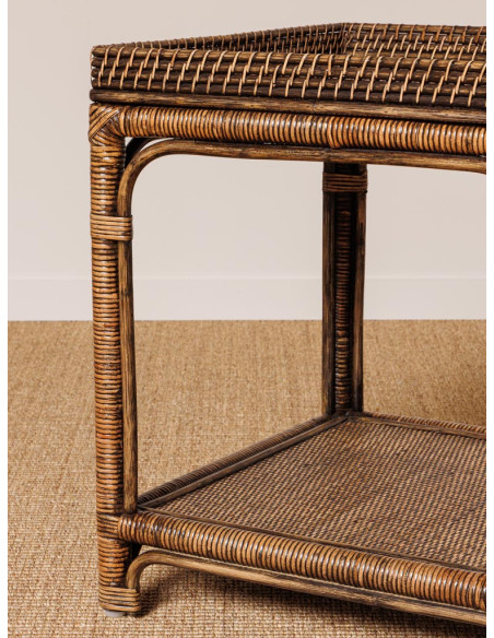 Table d’appoint carrée en rotin brun foncé 50x50x56,5 cm Veracruz  - 4