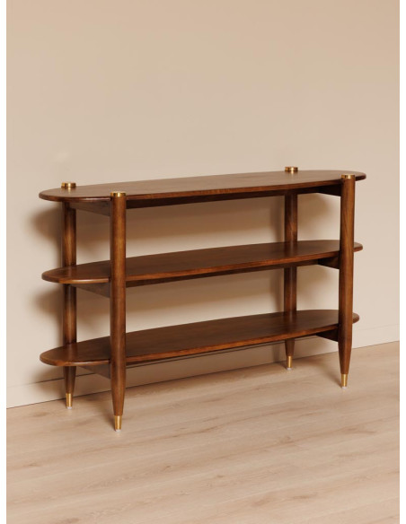 Console d’entrée en manguier et laiton doré 130x38x76 cm Elanza  - 2