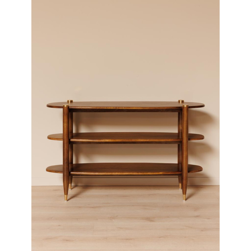 Console d’entrée en manguier et laiton doré 130x38x76 cm Elanza  - 3