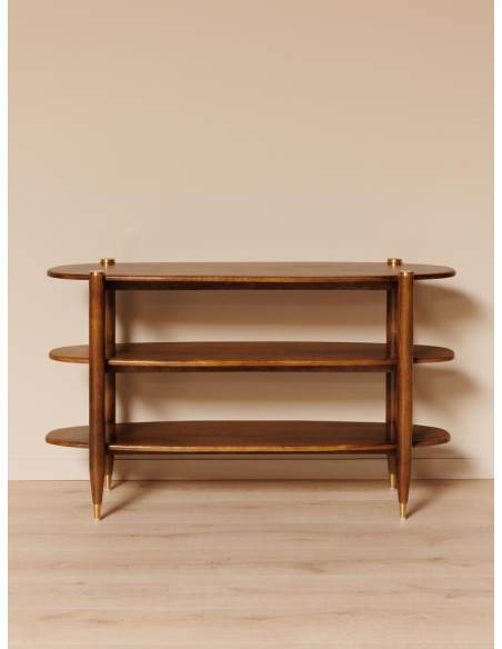 Console d’entrée en manguier et laiton doré 130x38x76 cm Elanza  - 3
