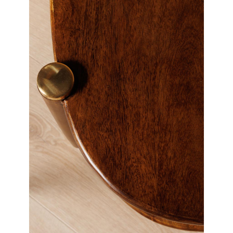 Table basse ovale en manguier et laiton doré 130x56x45 cm Elanza  - 6