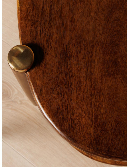 Table basse ovale en manguier et laiton doré 130x56x45 cm Elanza  - 6