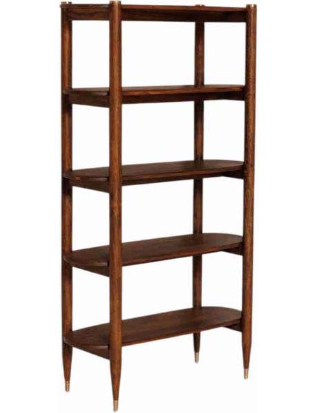Étagère bibliothèque en manguier et laiton doré 94x40x168 cm Elanza  - 1