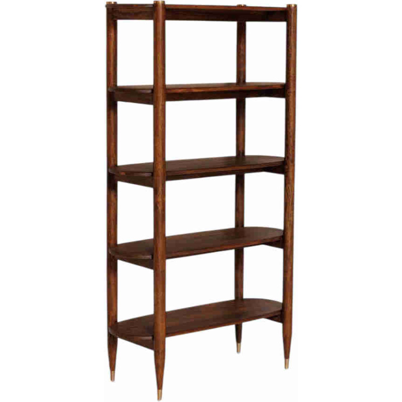Étagère bibliothèque en manguier et laiton doré 94x40x168 cm Elanza  - 1