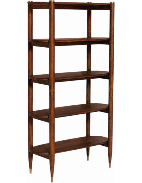 Étagère bibliothèque en manguier et laiton doré 94x40x168 cm Elanza  - 1
