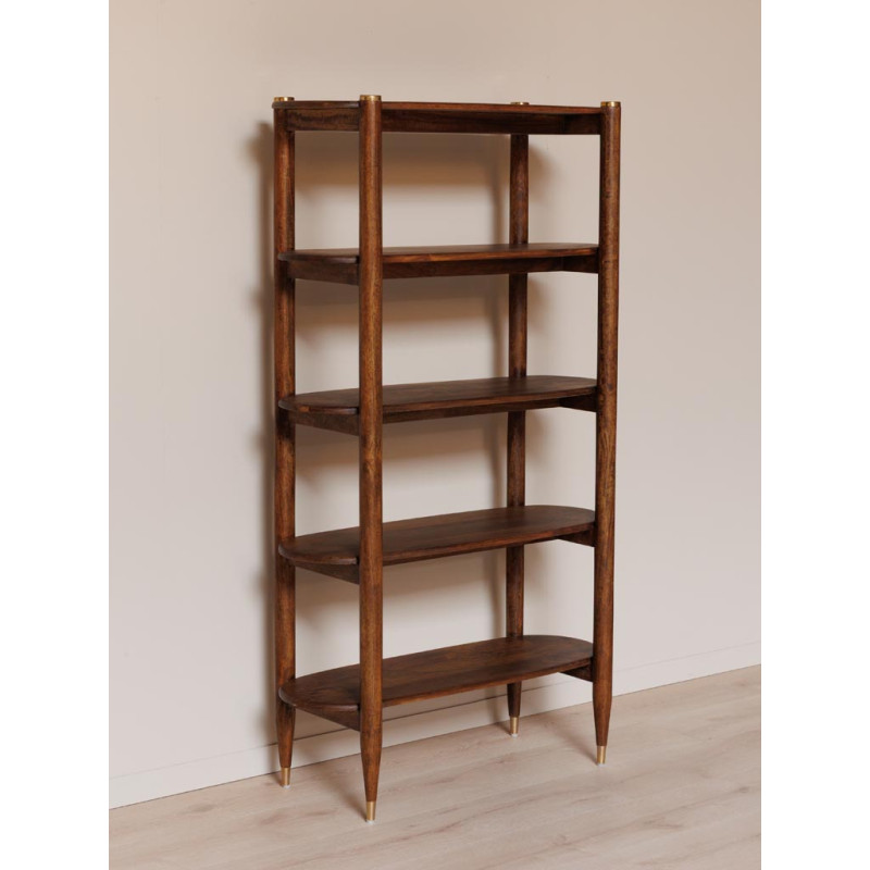 Étagère bibliothèque en manguier et laiton doré 94x40x168 cm Elanza  - 3