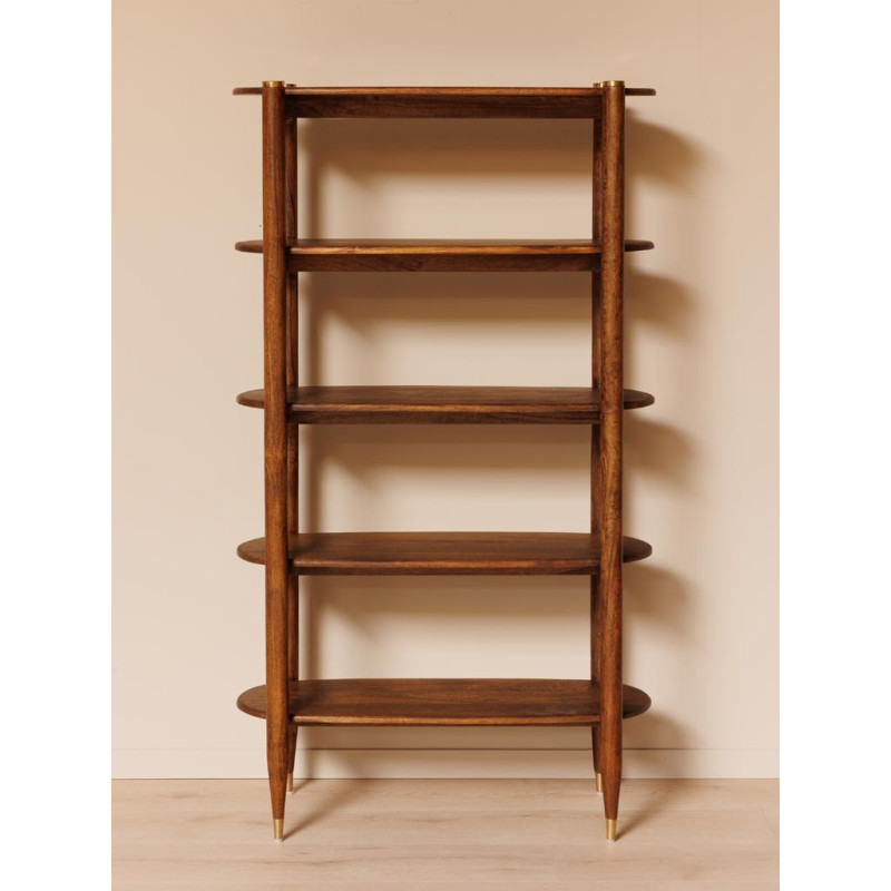 Étagère bibliothèque en manguier et laiton doré 94x40x168 cm Elanza  - 4