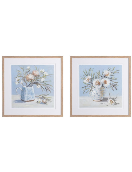Lot de 2 tableaux fleurs encadrés 60x3x60 cm Olot Ixia - 1