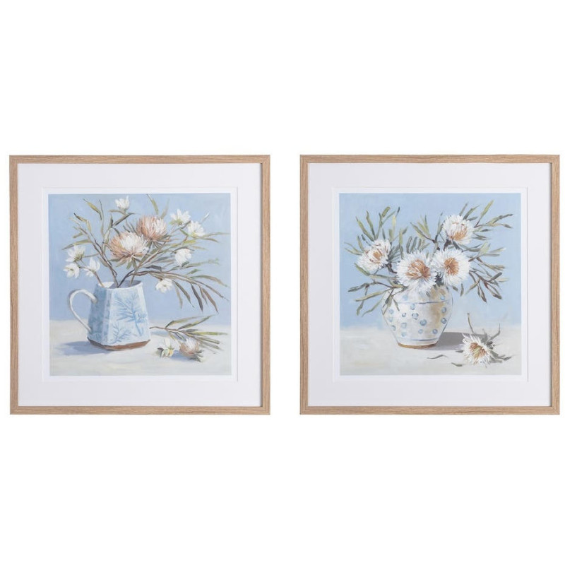 Lot de 2 tableaux fleurs encadrés 60x3x60 cm Olot Ixia - 1