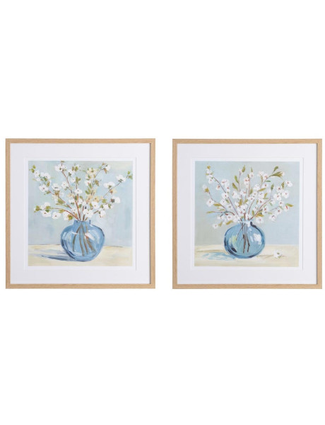 Lot de 2 tableaux vases fleuris encadrés 60x3x60 cm Elymara Ixia - 1