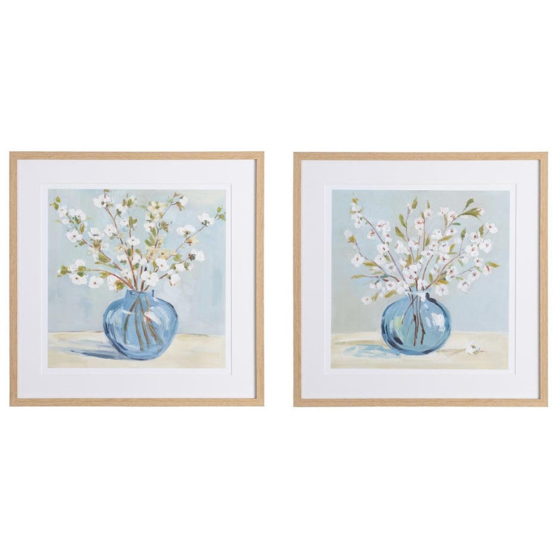 Lot de 2 tableaux vases fleuris encadrés 60x3x60 cm Elymara Ixia - 1