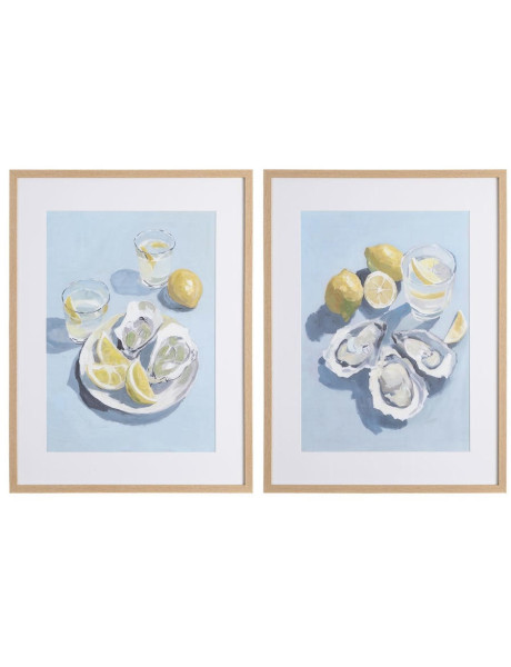 Lot de 2 tableaux huîtres et citrons encadrés 60x3,3x80 cm Mirenzo Ixia - 1