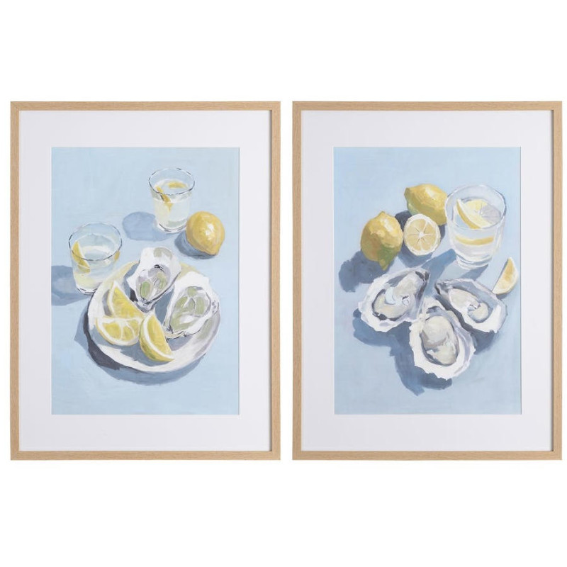 Lot de 2 tableaux huîtres et citrons encadrés 60x3,3x80 cm Mirenzo Ixia - 1