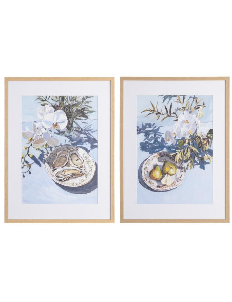 Lot de 2 tableaux huîtres et poires encadrés 60x3,3x80 cm Rovigno Ixia - 1