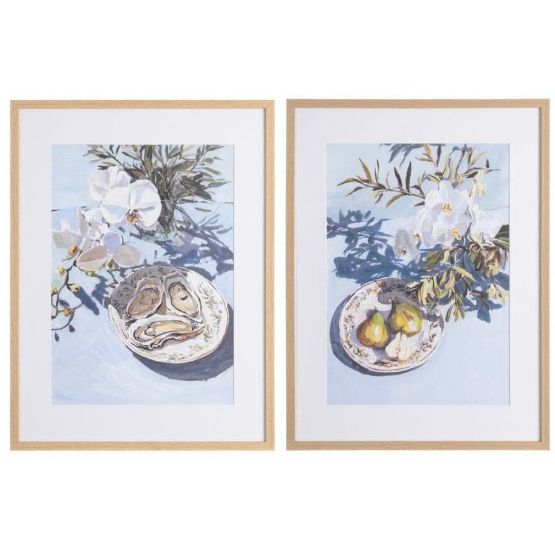 Lot de 2 tableaux huîtres et poires encadrés 60x3,3x80 cm Rovigno Ixia - 1