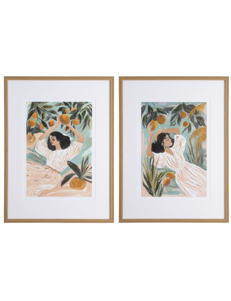 Lot de 2 tableaux femmes aux agrumes encadrés 75x3,3x100 cm Fornalutx Ixia - 1