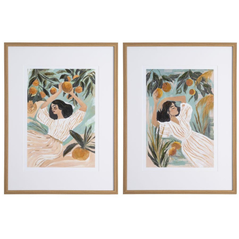 Lot de 2 tableaux femmes aux agrumes encadrés 75x3,3x100 cm Fornalutx Ixia - 1