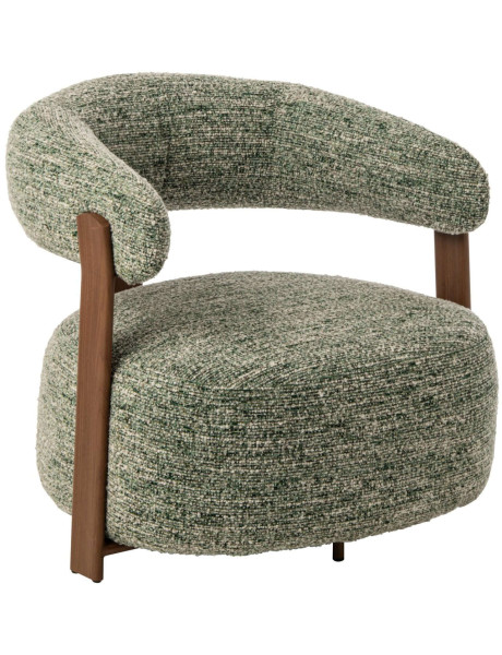 Fauteuil lounge arrondi tissu vert olive 77x78,3x72,5 cm Kinsarvik J-Line - 1