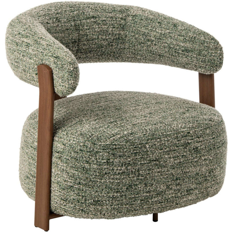 Fauteuil lounge arrondi tissu vert olive 77x78,3x72,5 cm Kinsarvik J-Line - 1