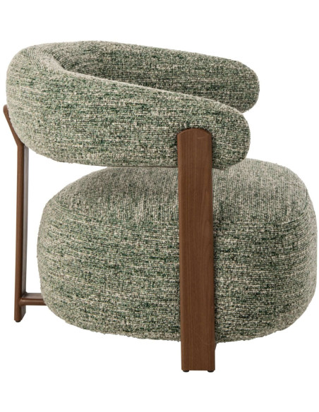 Fauteuil lounge arrondi tissu vert olive 77x78,3x72,5 cm Kinsarvik J-Line - 4