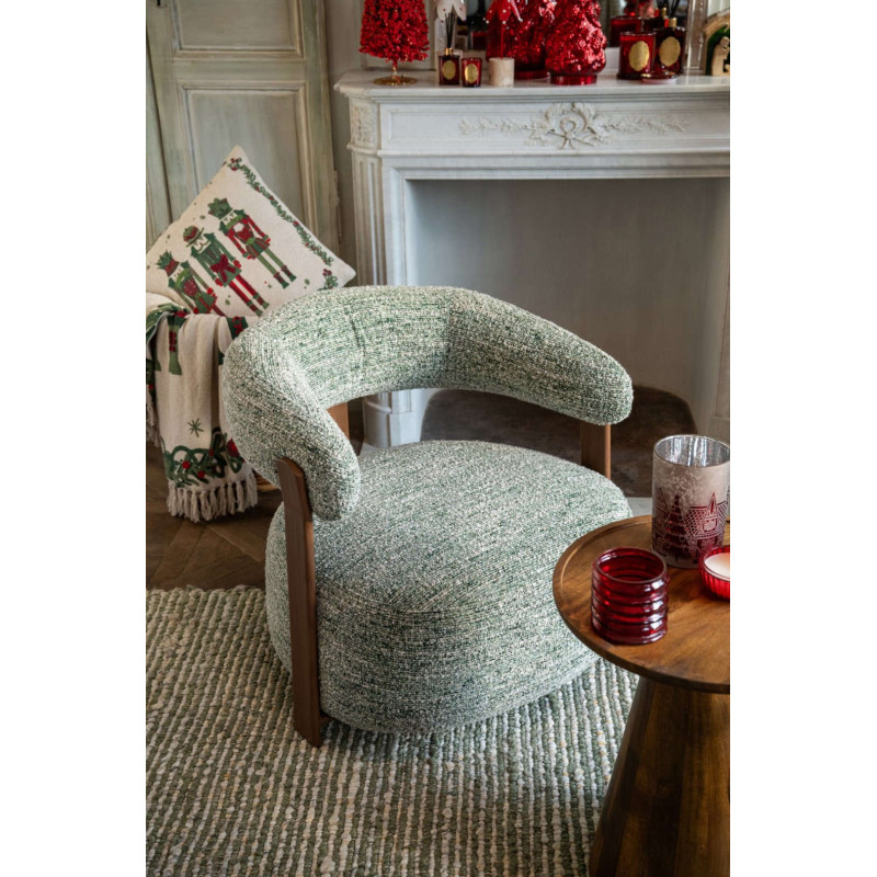 Fauteuil lounge arrondi tissu vert olive 77x78,3x72,5 cm Kinsarvik J-Line - 2