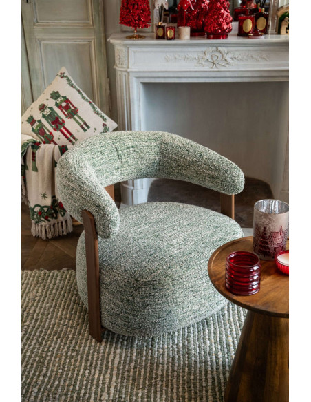 Fauteuil lounge arrondi tissu vert olive 77x78,3x72,5 cm Kinsarvik J-Line - 2
