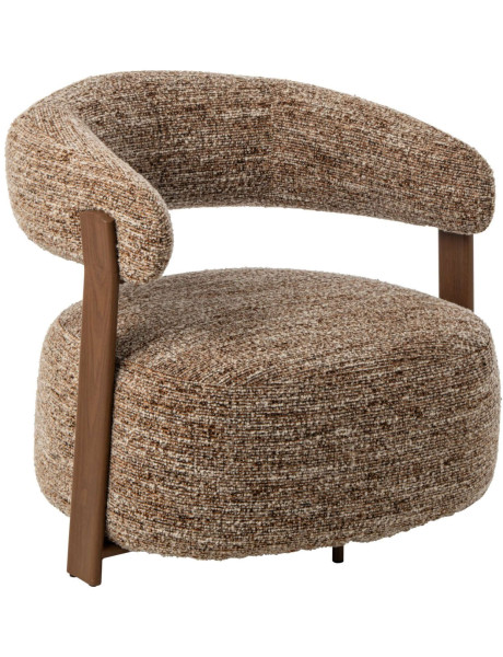 Fauteuil lounge arrondi tissu marron chiné 77x78,3x72,5 cm Kinsarvik J-Line - 1