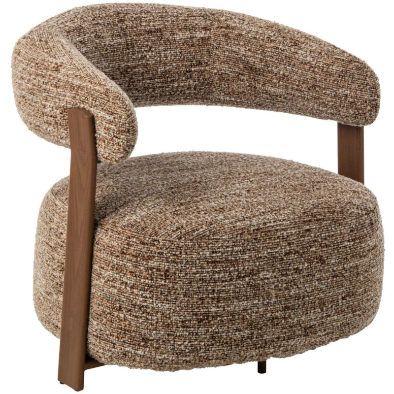 Fauteuil lounge arrondi tissu marron chiné 77x78,3x72,5 cm Kinsarvik J-Line - 1