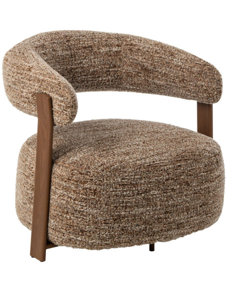 Fauteuil lounge arrondi tissu marron chiné 77x78,3x72,5 cm Kinsarvik J-Line - 1